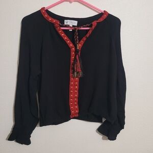 Black and Red Embellished Women's Top